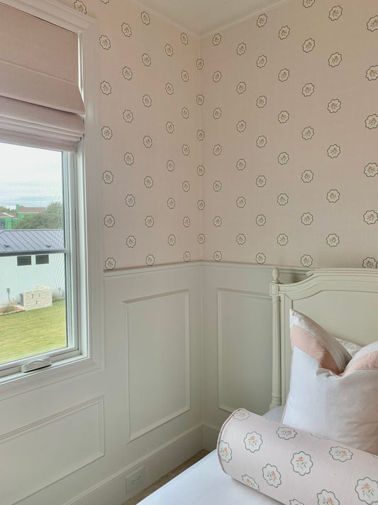 Tuscany linen flat Roman shade in a bedroom window — custom size, Toronto workroom