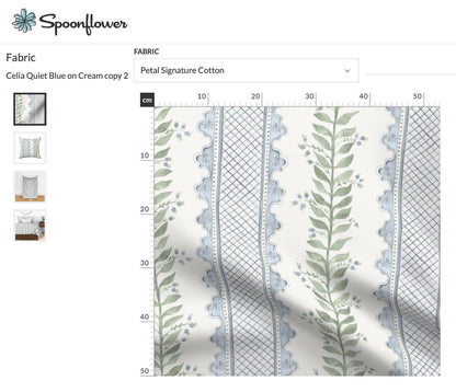 Celia Quiet Blue on Cream on Spoonflower Petal Signature organic cotton