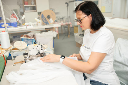 Sewing an Allure linen Roman shade in the LOGANOVA Toronto workroom