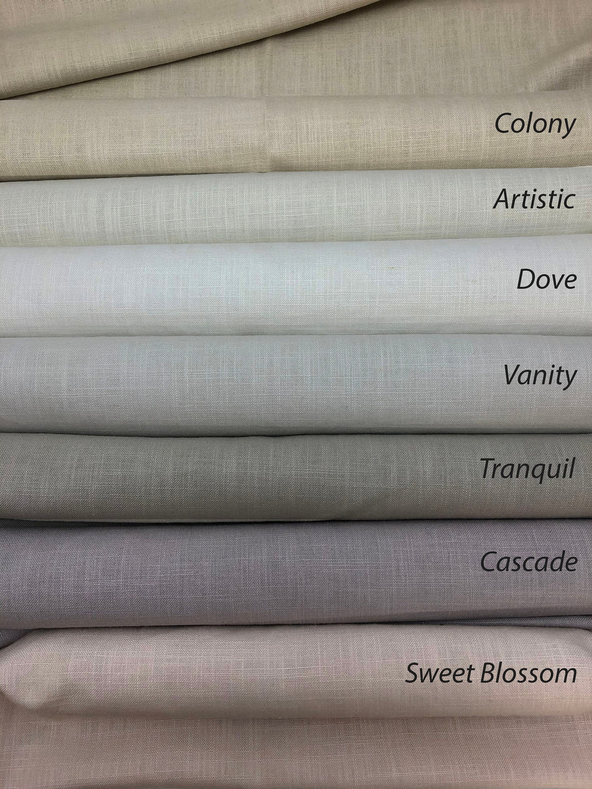 Regatta linen colours: Colony, Artistic, Dove, Vanity, Tranquil, Cascade, Sweet Blossom — LOGANOVA