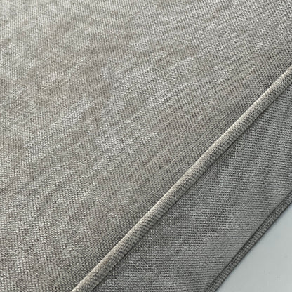 Cheval faux linen relaxed Roman shade with contrast linen border — custom size