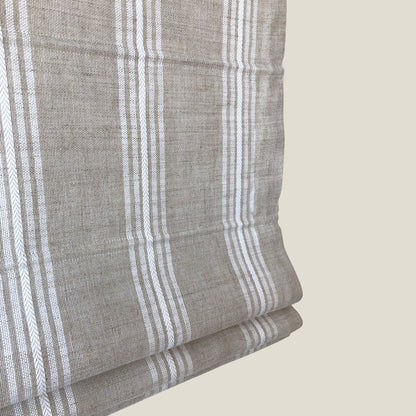 Allure Natural linen Roman shade — stripe detail