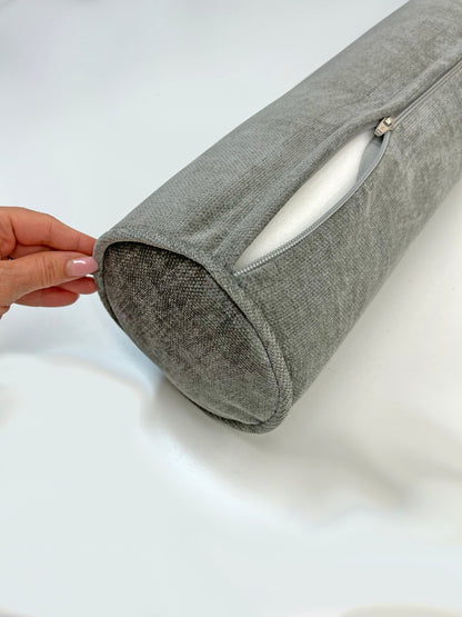 Zipper opened to show the eco foam core inside the bolster — LOGANOVA
