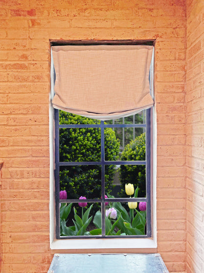 European relaxed Roman shade with piped top detail
