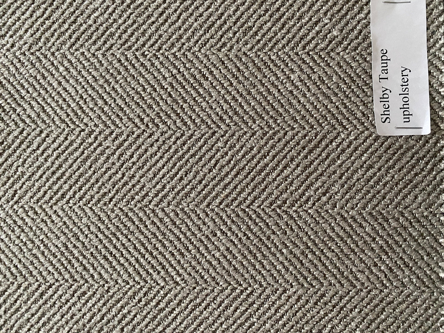 Shelby Taupe herringbone upholstery fabric, macro texture — LOGANOVA
