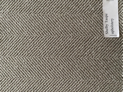 Shelby Taupe herringbone upholstery fabric, macro texture — LOGANOVA