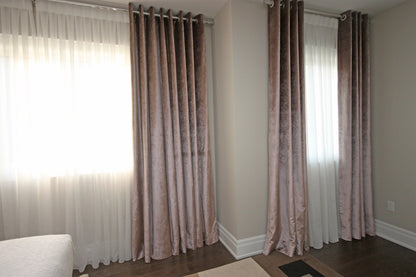 Rowan velour drapery, full window wall — LOGANOVA