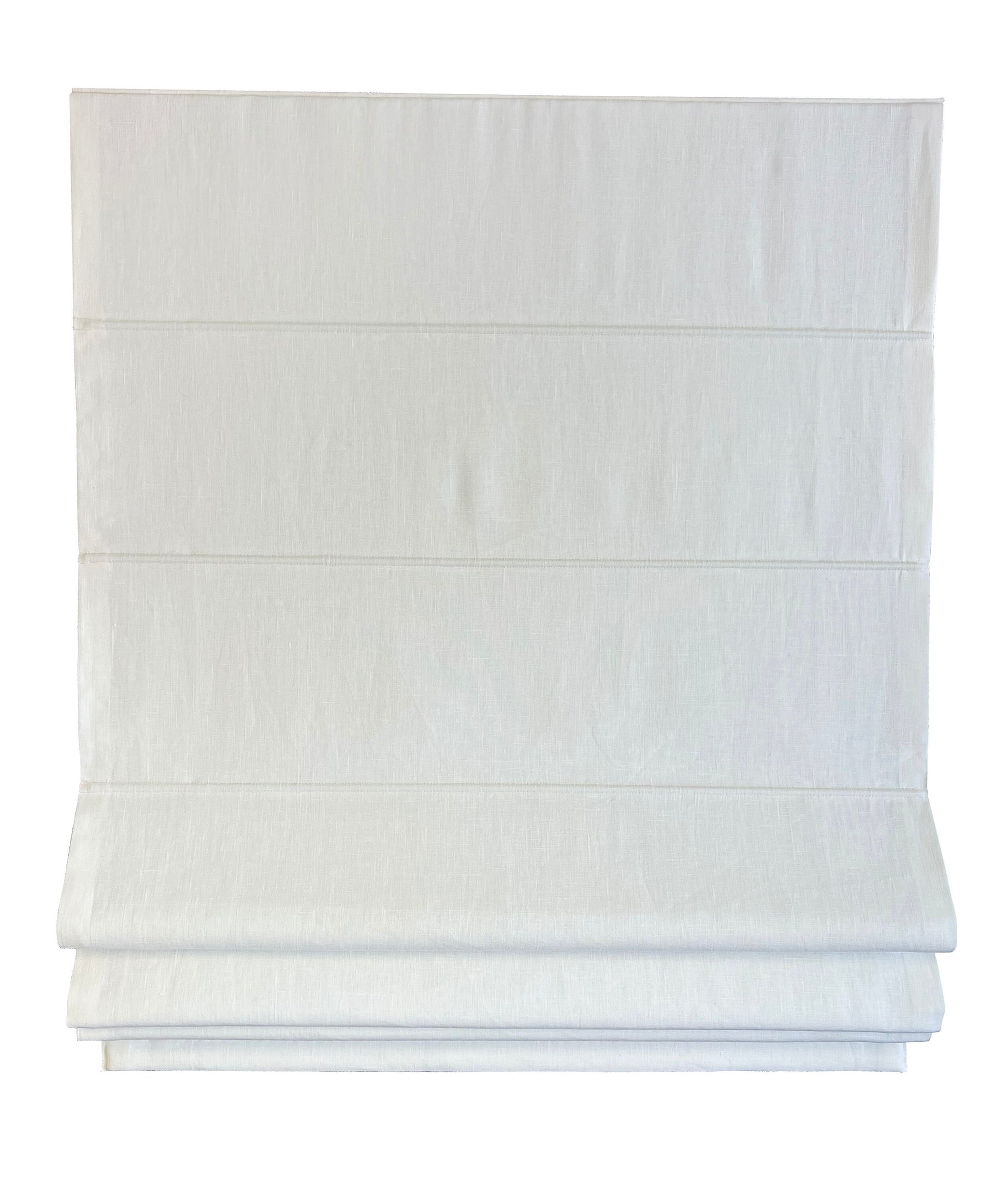 Tuscany linen flat Roman shade, front view with horizontal rod pockets