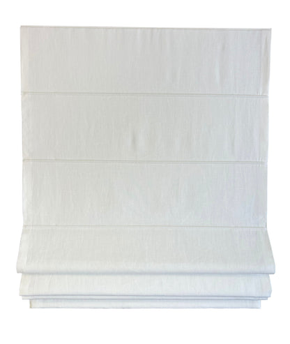 Tuscany linen flat Roman shade, front view with horizontal rod pockets
