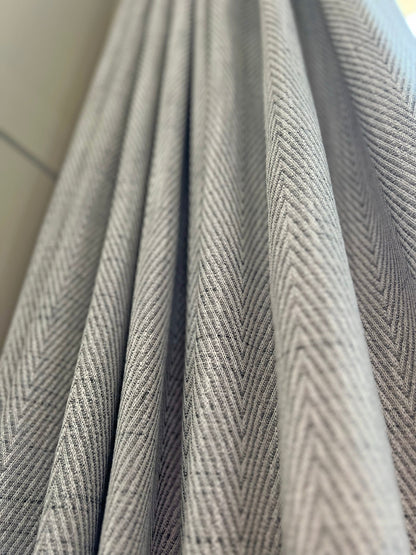 Close-up of Corrie linen blend fabric showing the herringbone weave