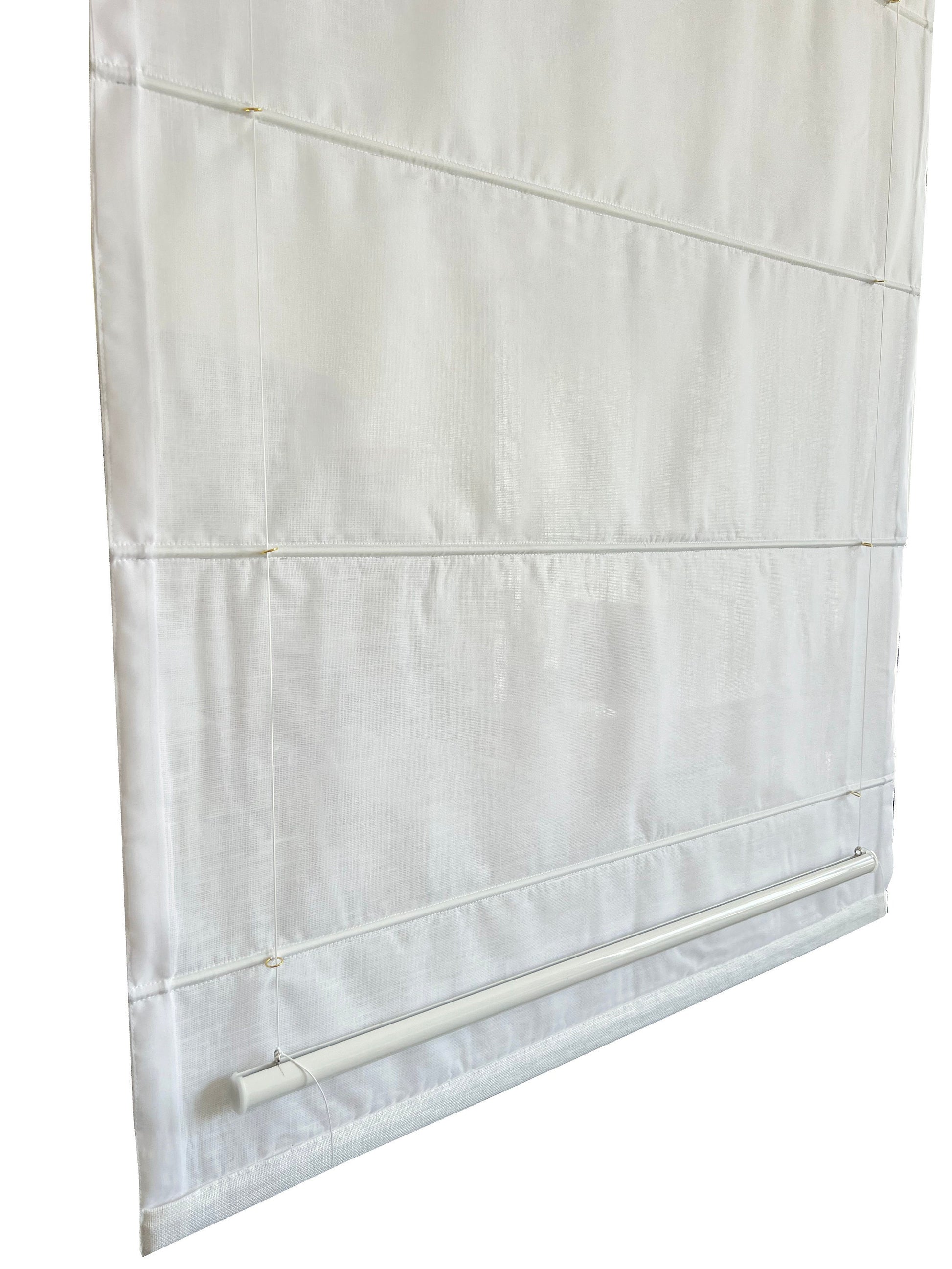 Back of the flat Roman shade: rod pockets, cord guides and weight bar construction — LOGANOVA
