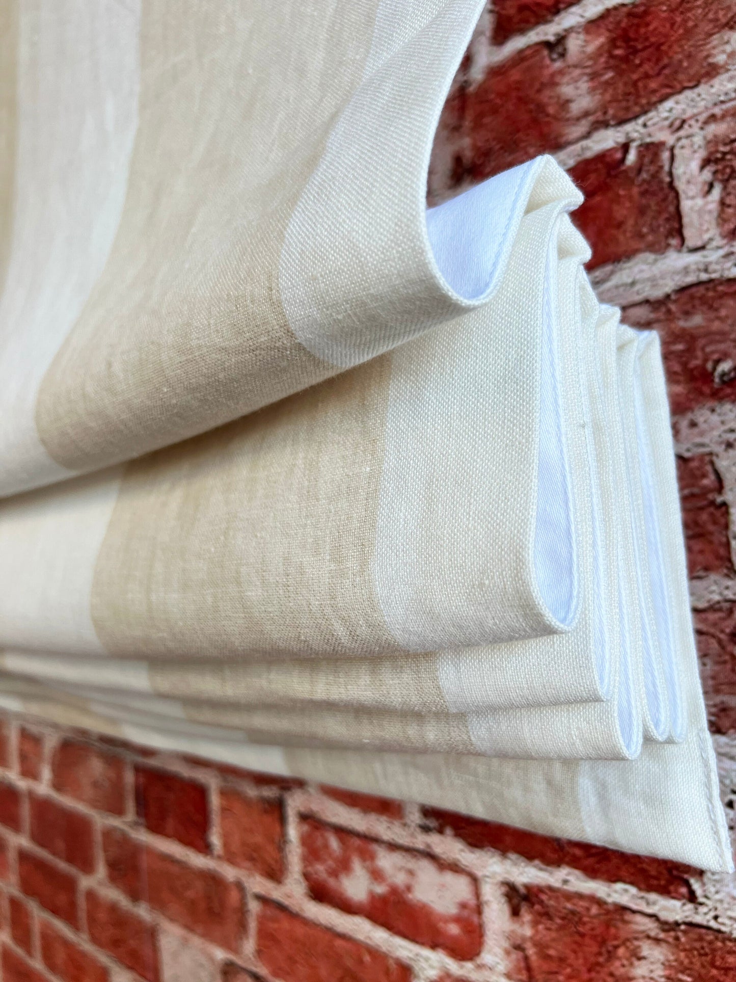 LeeJofa Nala Stripe relaxed roman shade — LeeJofa Nala Stripe 100% linen, handmade in Toronto