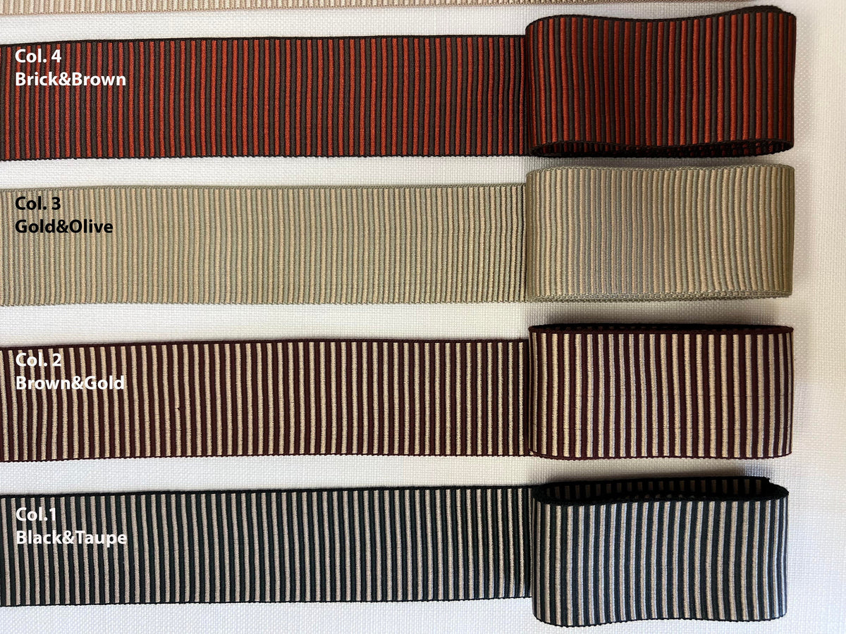 Close-up of the raised velour Greek key pattern on CE-57 tape trim