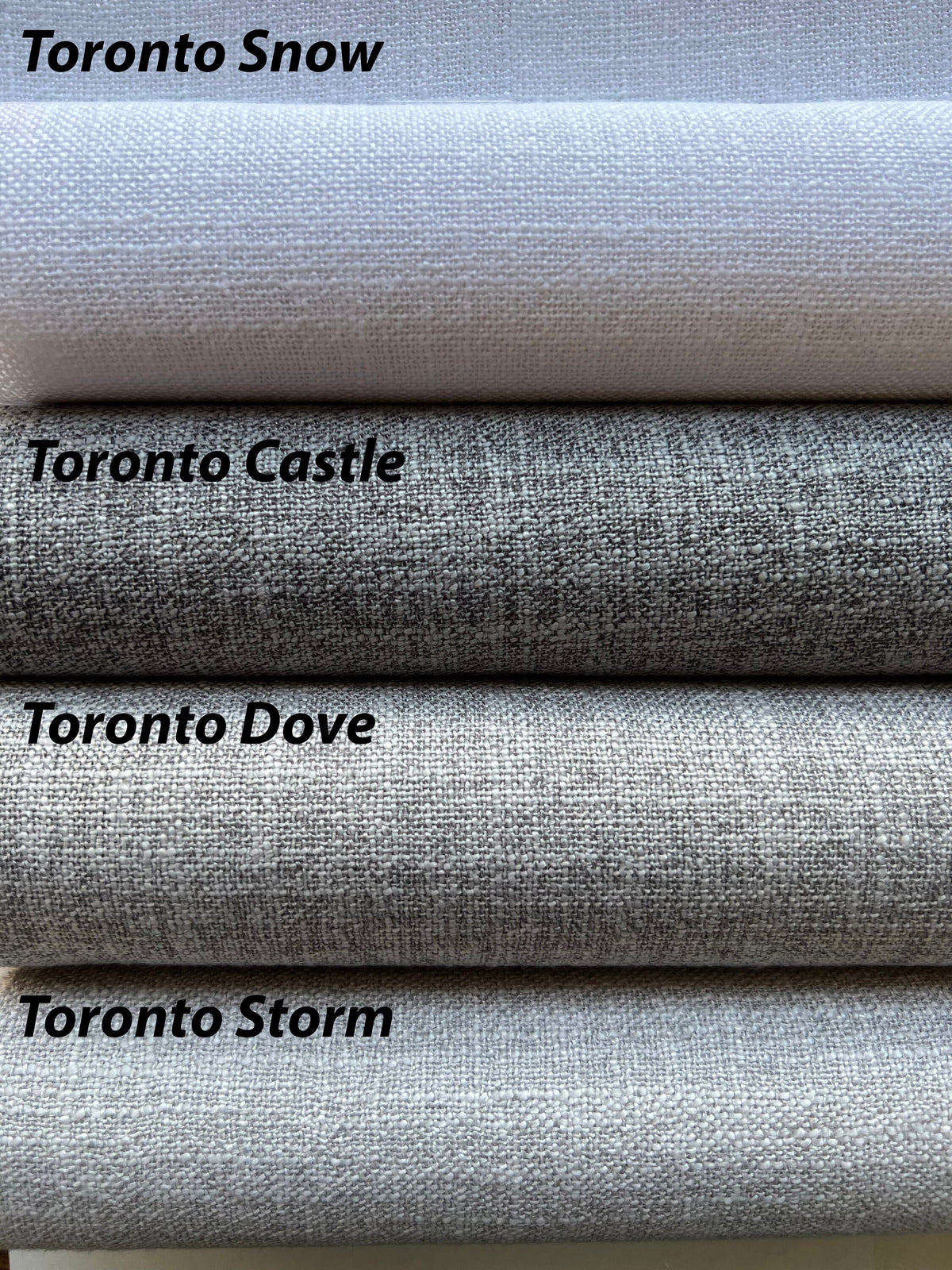 Toronto Roman shade detail, textured polyester fabric