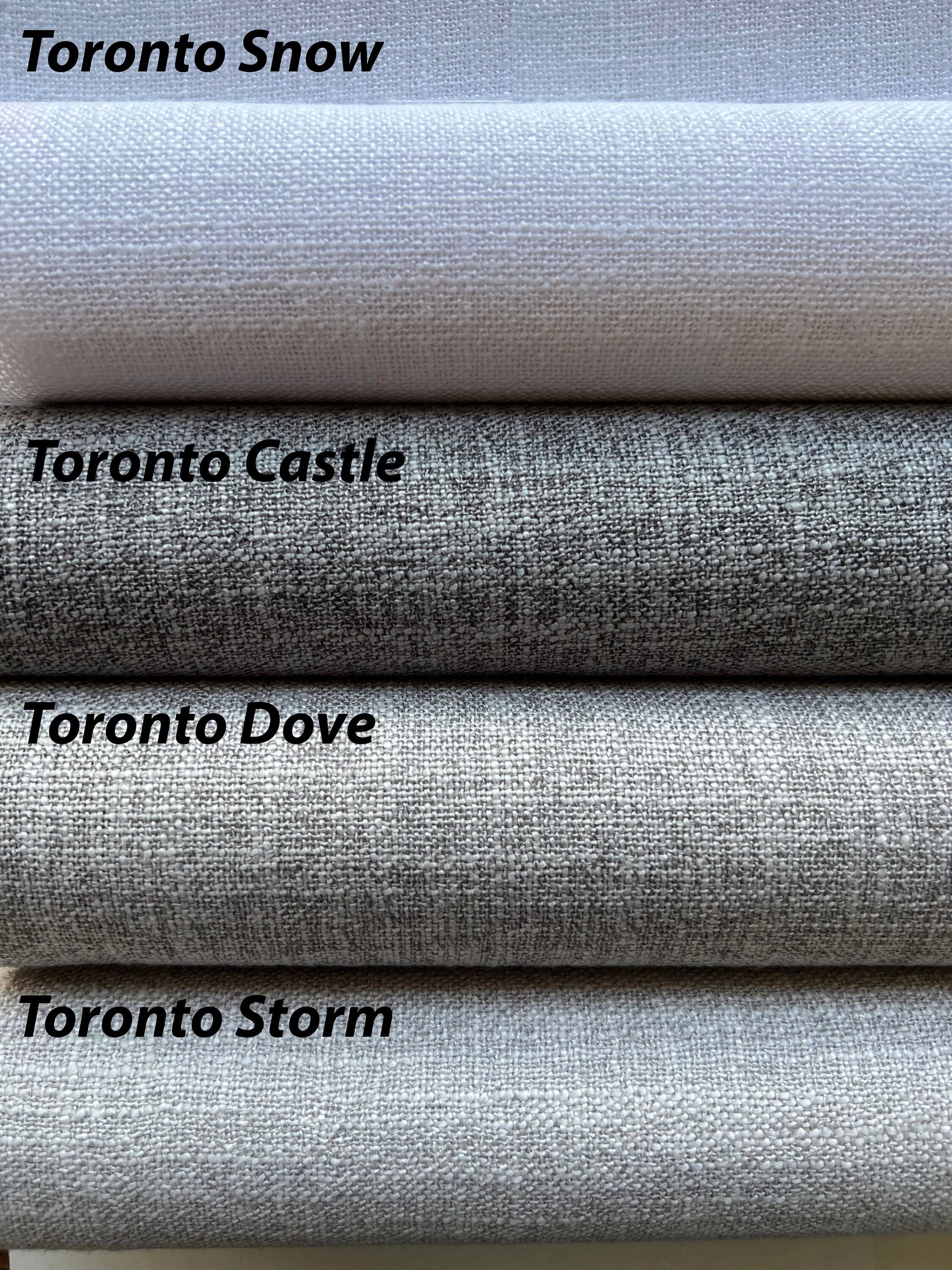 Toronto faux linen colours: Snow, Castle, Dove, Storm — LOGANOVA