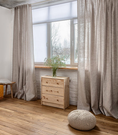 Toronto faux linen hidden tab top curtains in a bright room — LOGANOVA