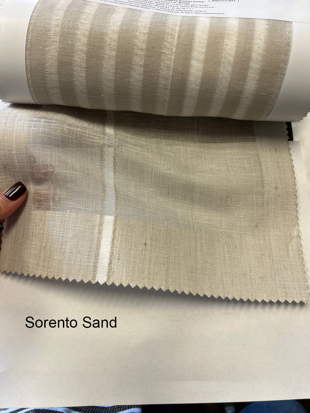 Sorrento Sand linen fabric colour swatch
