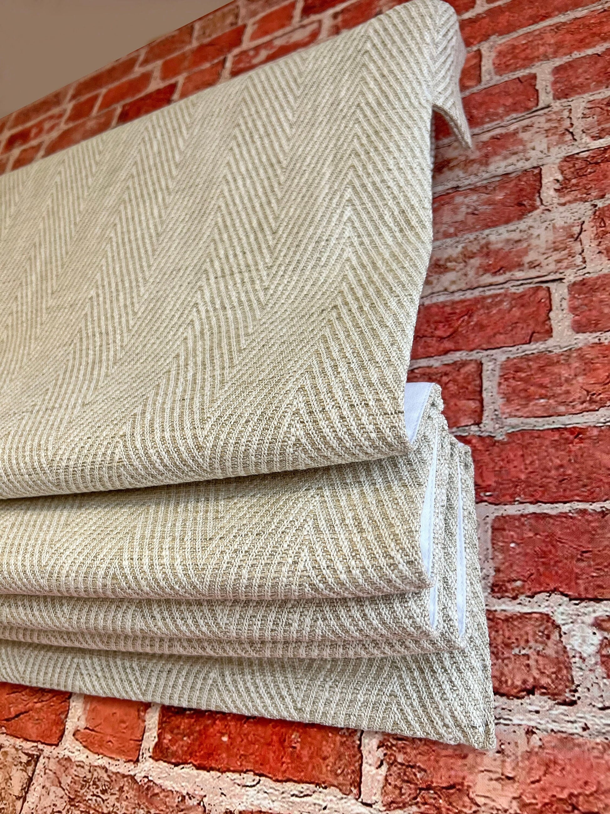 Corrie relaxed roman shade — Corrie faux linen, handmade in Toronto