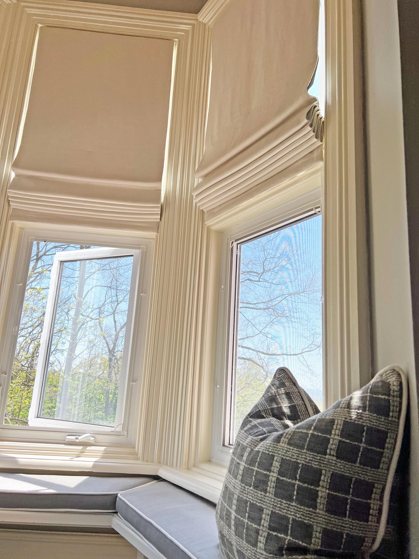 Palmyra relaxed roman shade — Palmyra 100% linen, handmade in Toronto