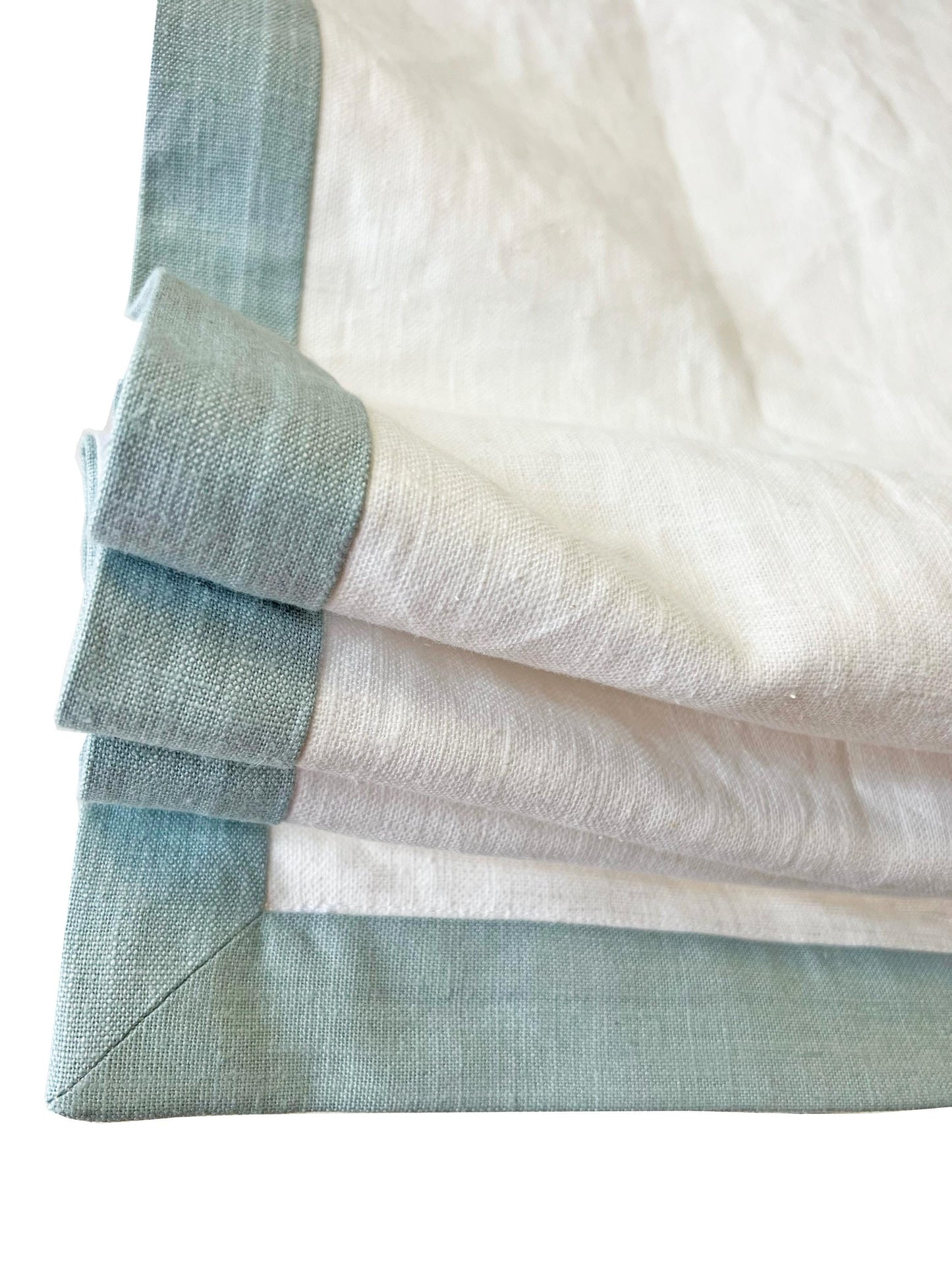 White with blue border linen shade