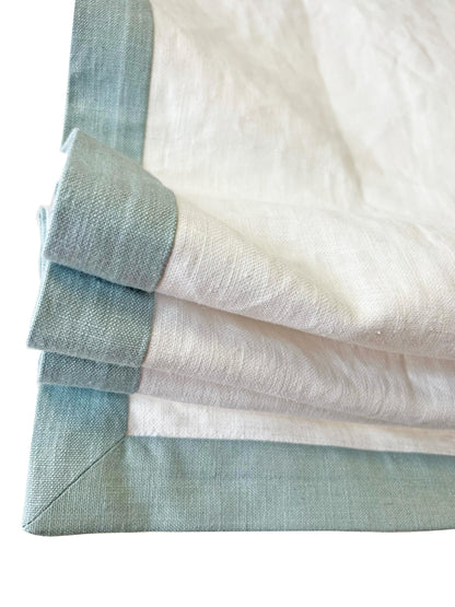 White with blue border linen shade