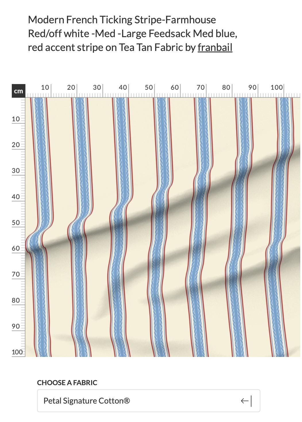 LOGANOVA handmade French Ticking Stripe relaxed Roman shade studio detail