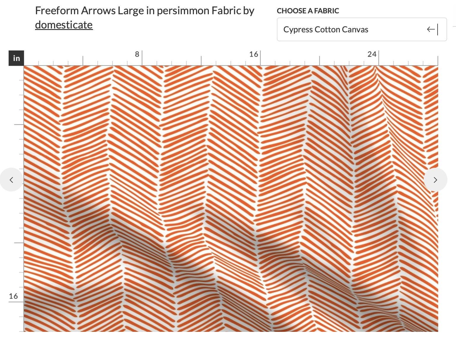Persimmon Arrows flat roman shade — Persimmon Arrows printed cotton, handmade in Toronto