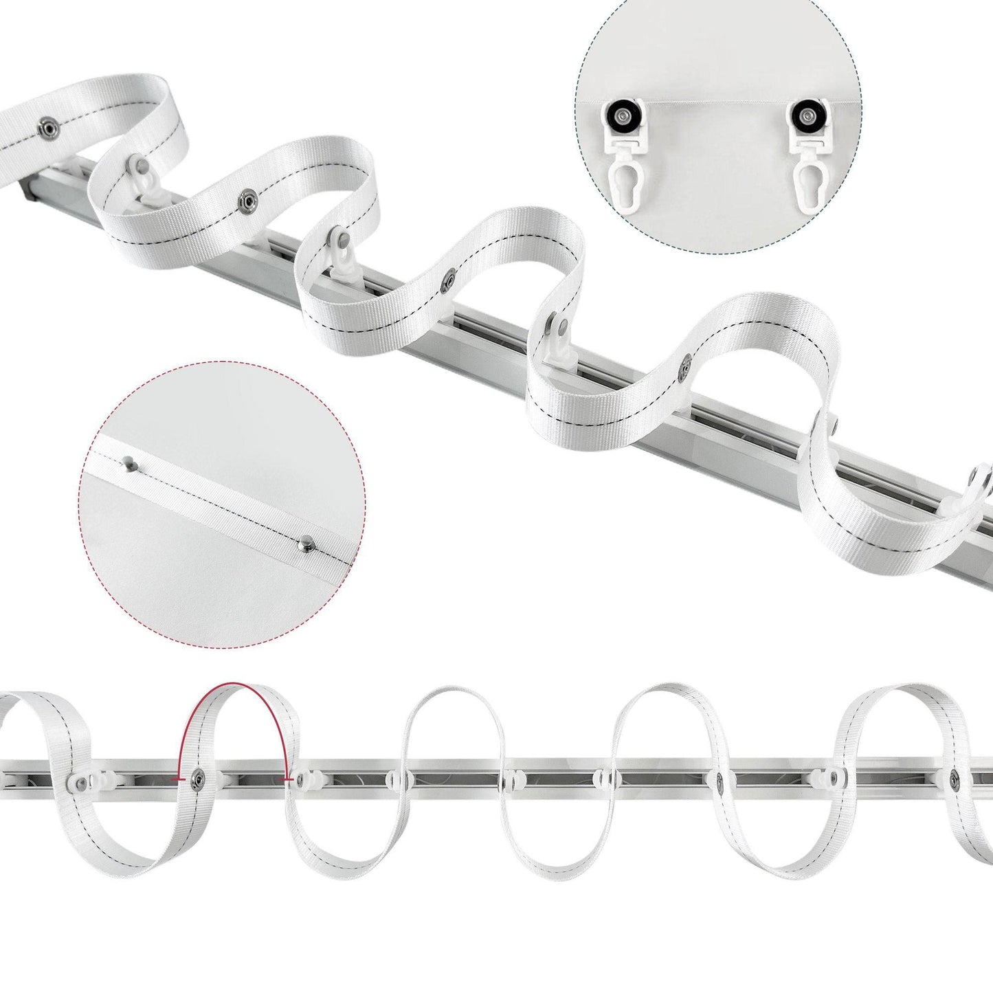 Sliding ripple fold panels hardware