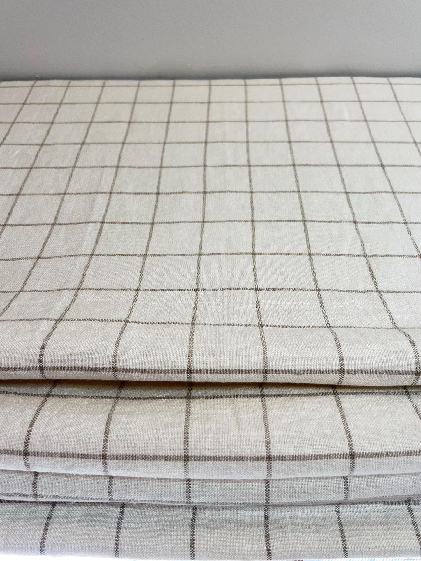 Butler relaxed roman shade — Butler 100% linen grid, handmade in Toronto