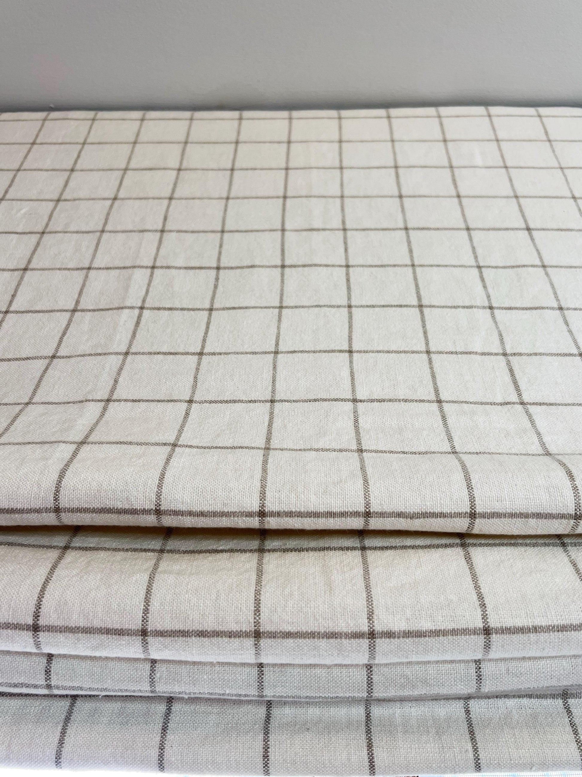 Butler relaxed roman shade — Butler 100% linen grid, handmade in Toronto