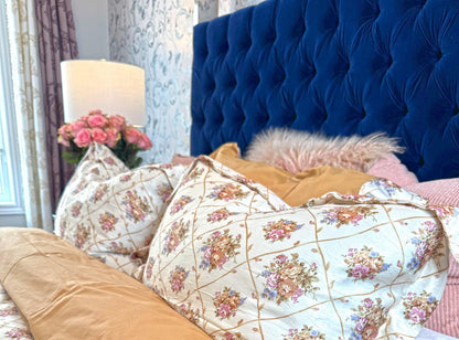 Tessa bedding set shown with pillow shams