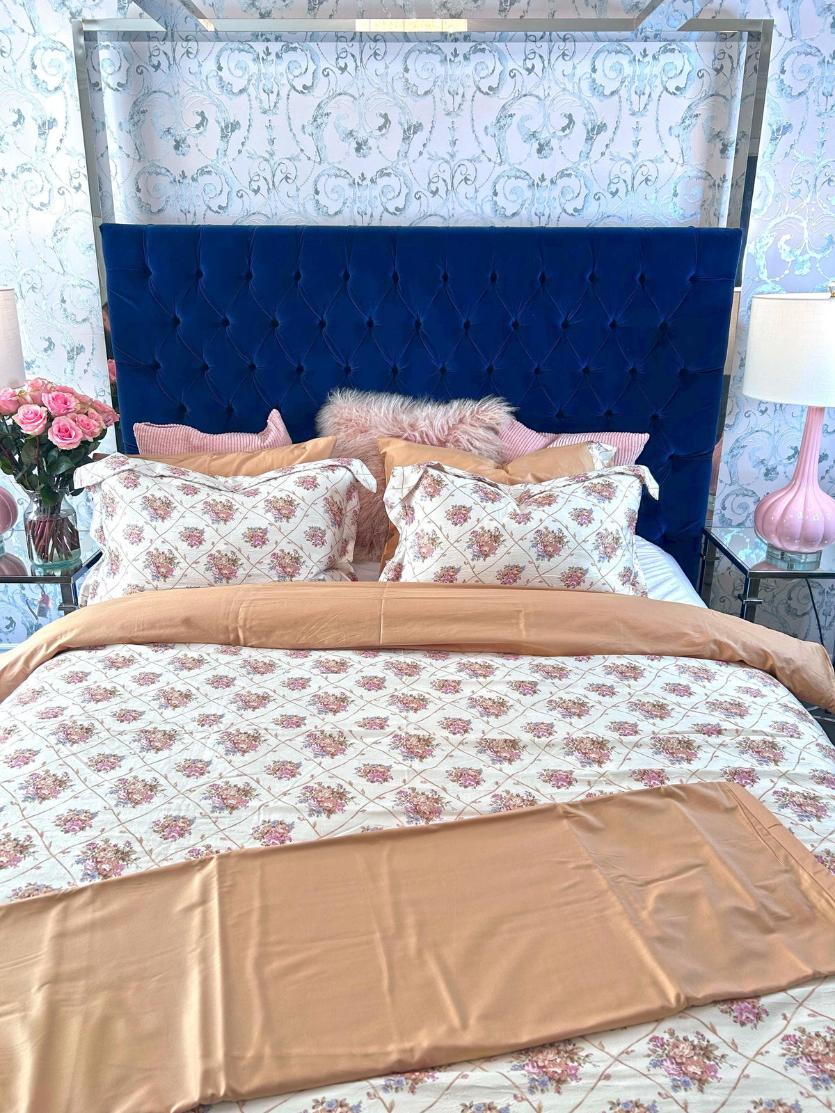 Tessa bedding set folded to show reverse side