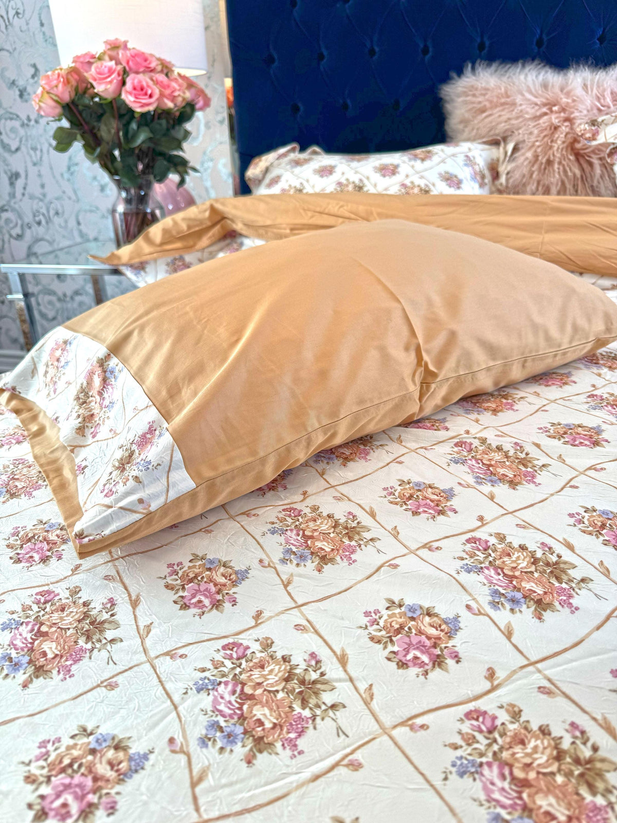 Tessa bedding set fabric drape and sheen detail