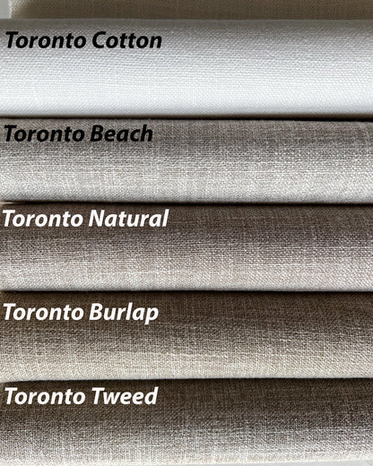 Toronto faux linen colours — Cotton, Beach, Natural, Burlap, Tweed — LOGANOVA