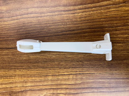 Cord tension guide for traverse rod draw cord — keeps cord taut and child-safe