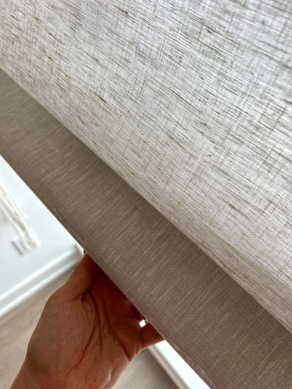 Brent linen colour and texture detail for the relaxed Roman shade — LOGANOVA