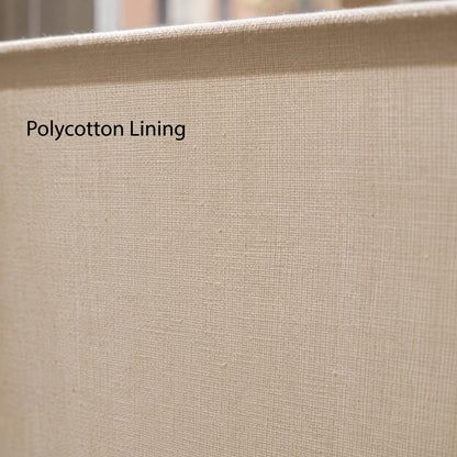 Close-up of natural polycotton lining fabric with a fine woven texture, labeled Polycotton Lining