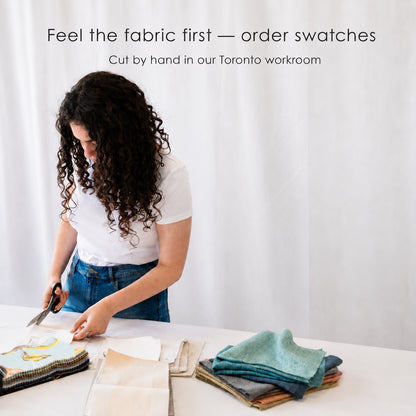 Order linen swatches first — see the fabric at home before you order your café curtain