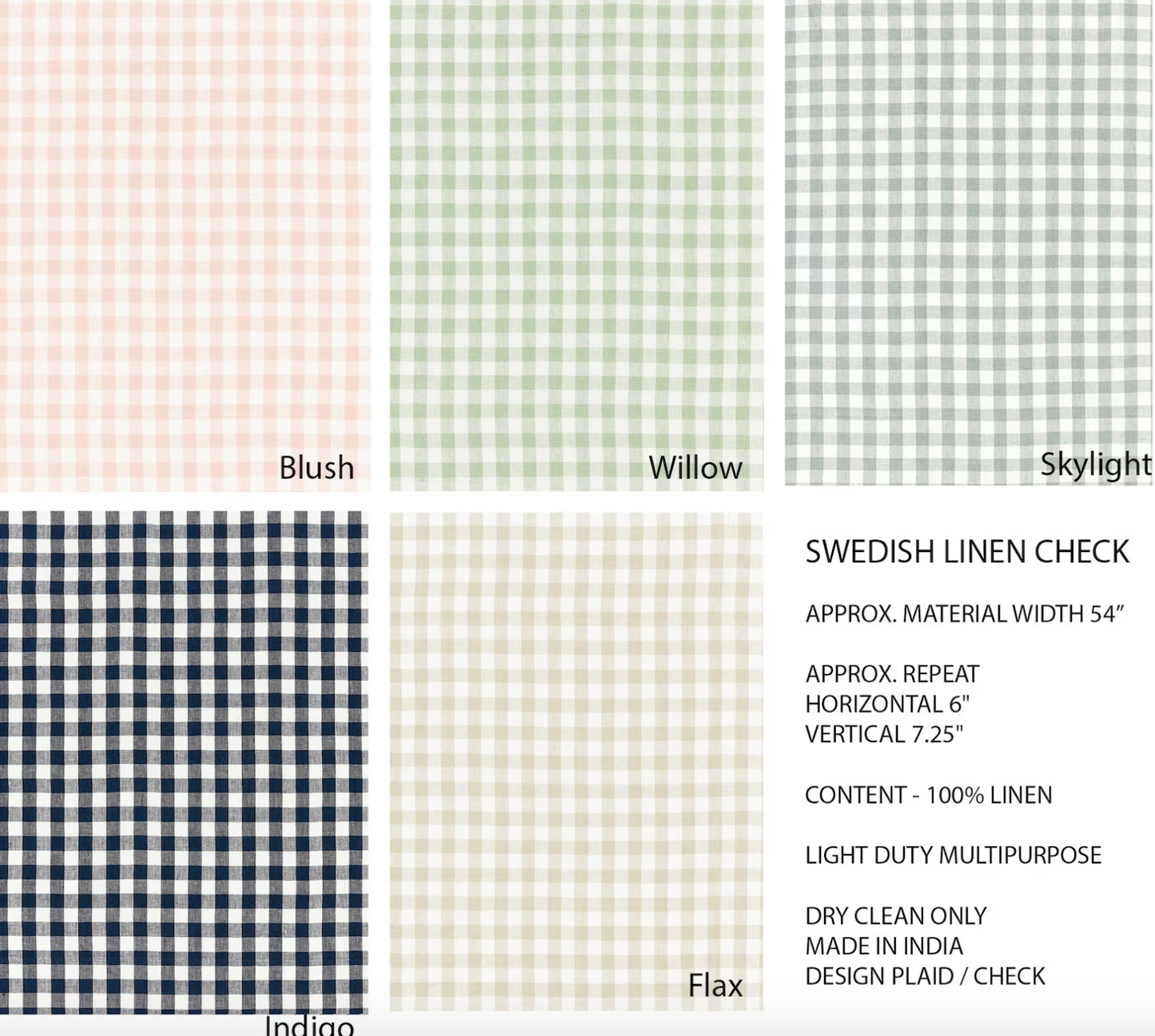 Swedish Linen Check Pelmet — Valance Box, Custom Size