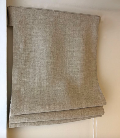 Irish Linen Relaxed Roman Shade — 100% Linen, Custom Size