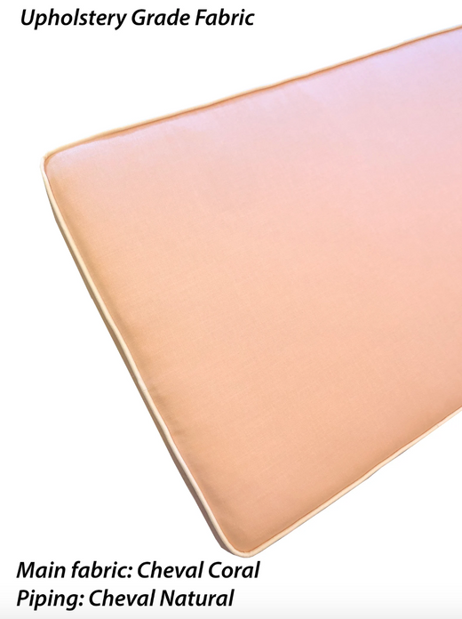 Custom seat cushions, Cheval Coral with contrasting Natural piping, Cover with Zipper, Custom orders only