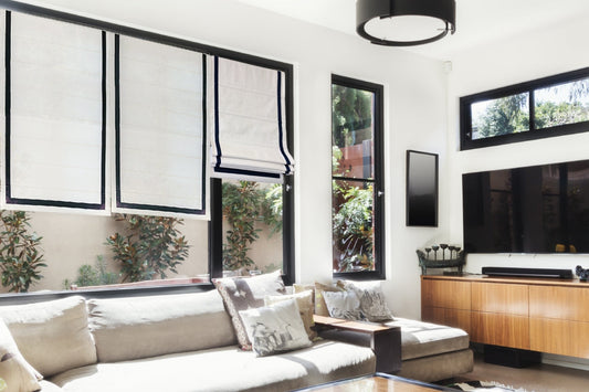 Faux Linen White Blackout Roman Shade — Custom Size
