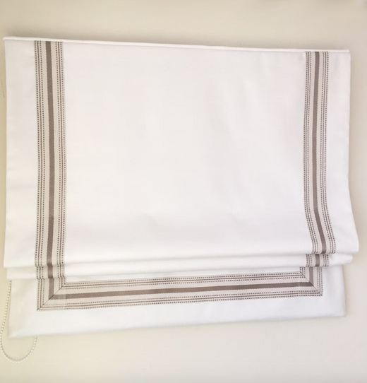 Relaxed Roman Shade, Custom roman shade, Decorative trim #922, roman shade with chain mechanism, Roman Shades for windows, window treatments