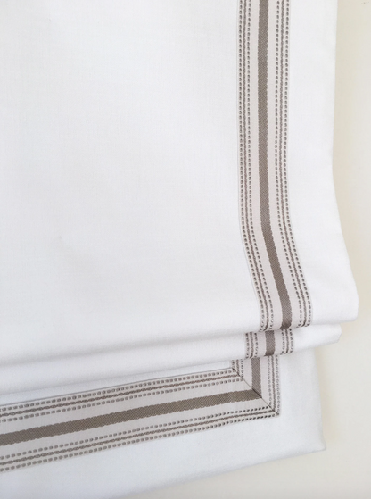 Relaxed Roman Shade, Custom roman shade, Decorative trim #922, roman shade with chain mechanism, Roman Shades for windows, window treatments