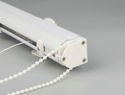 Cheval Flat Roman Shade with 3-Side Border — White, Custom Size, 18 Colours