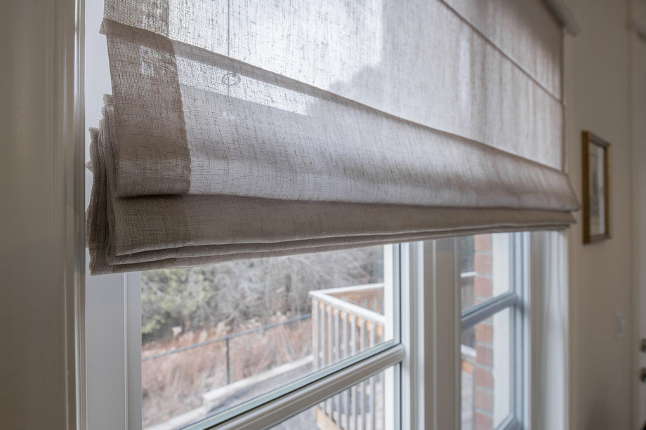 Custom Plain Fabric Flat Sheer Roman Shade 