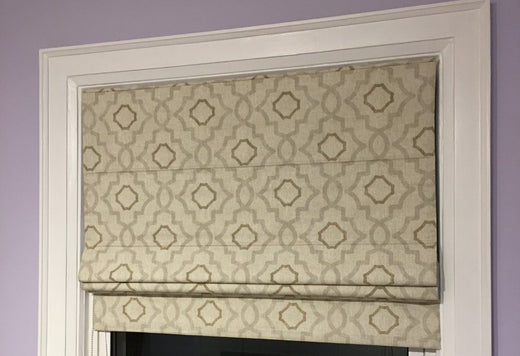 Flat Cotton Roman Shade In Swain Plateau Pattern