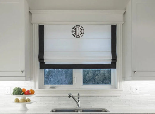 Monogrammed Linen Roman Shade 