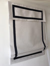 Relaxed Roman Shade with valance "Cream with Black Ribbon", roman shade with chain mechanism, Custom Made Window Treatments