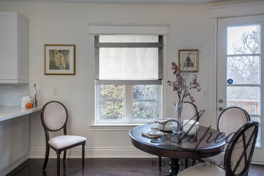 Custom Relaxed Roman Shade Chevalle Range With Valance